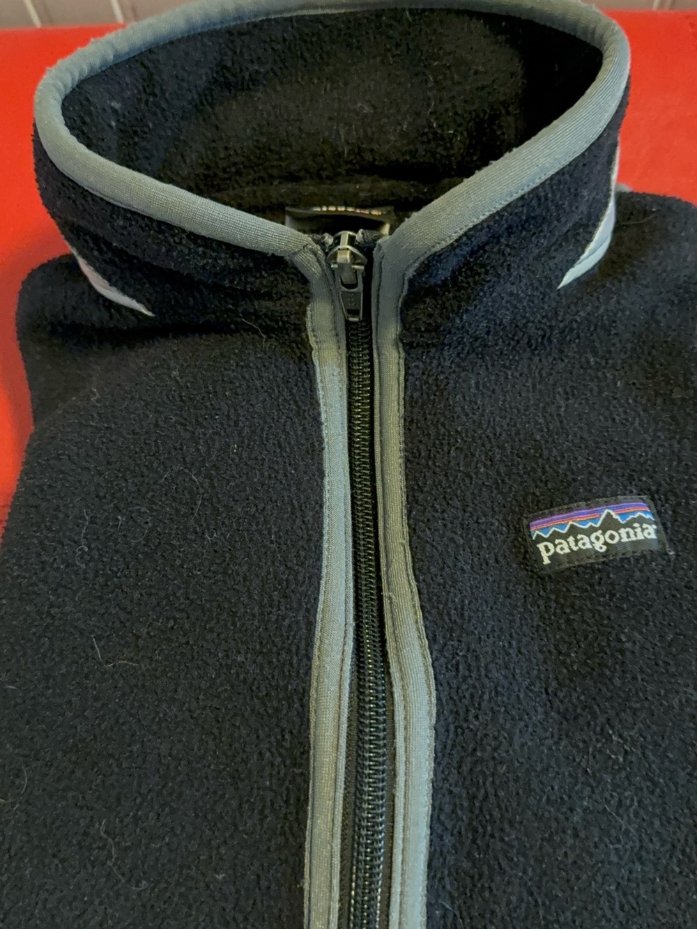 Patagonia Kids Black Fleece Jacket with Gray Trim and Logo Patch